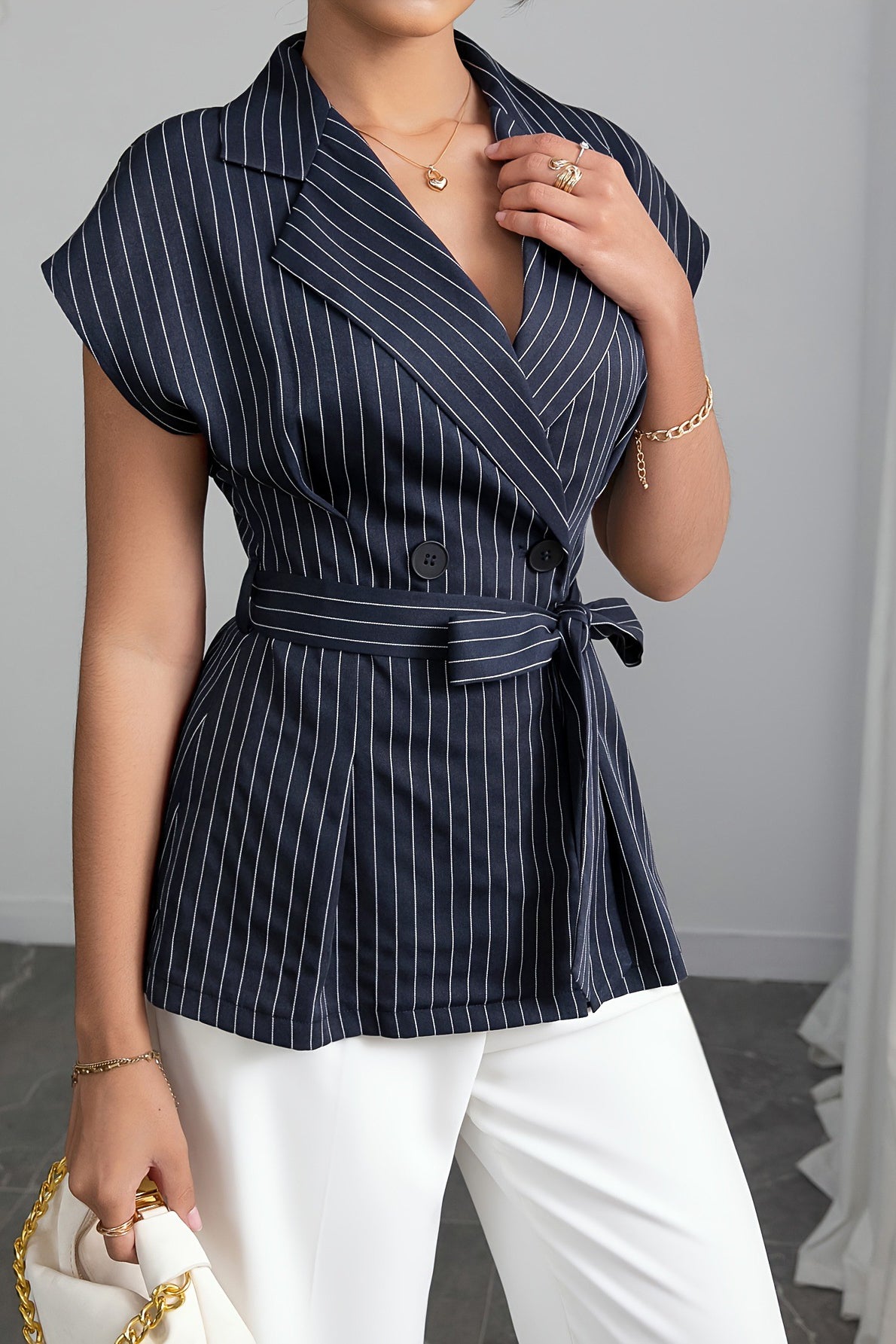 Boss Mode Striped Blazer Top