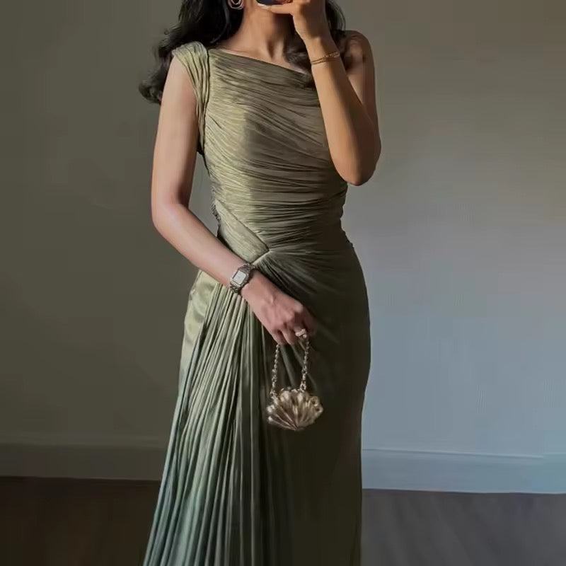 Olive Siren Drape Gown