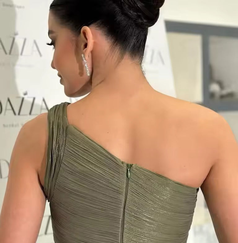 Olive Siren Drape Gown