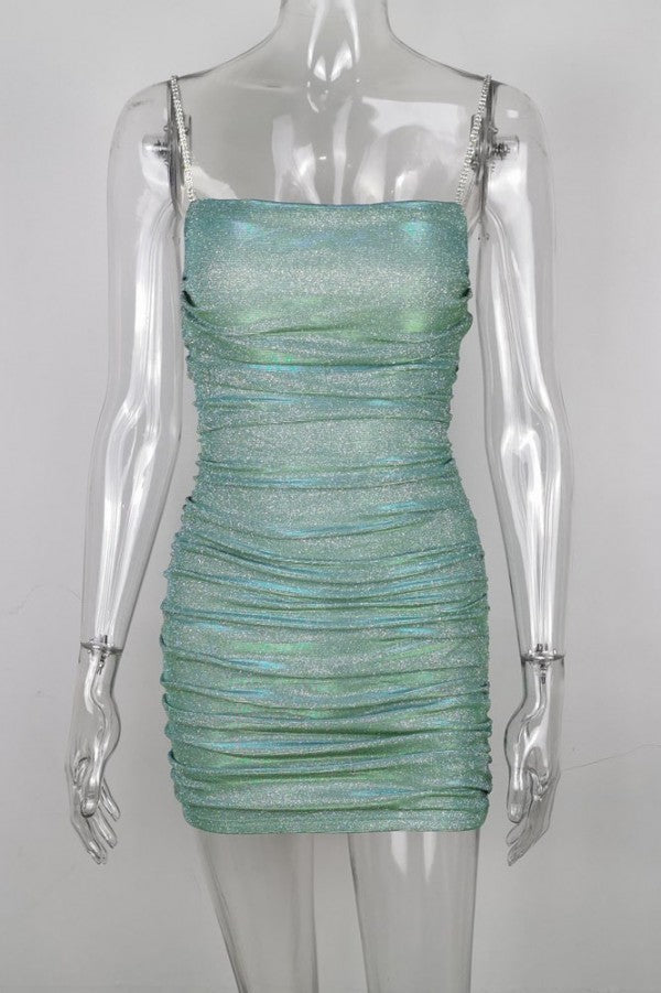 Rhinestone Ruched Club Dress