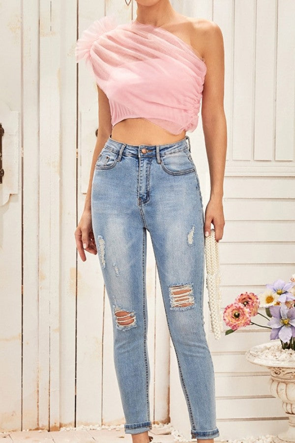 Eleonore Pink Ruffle Top