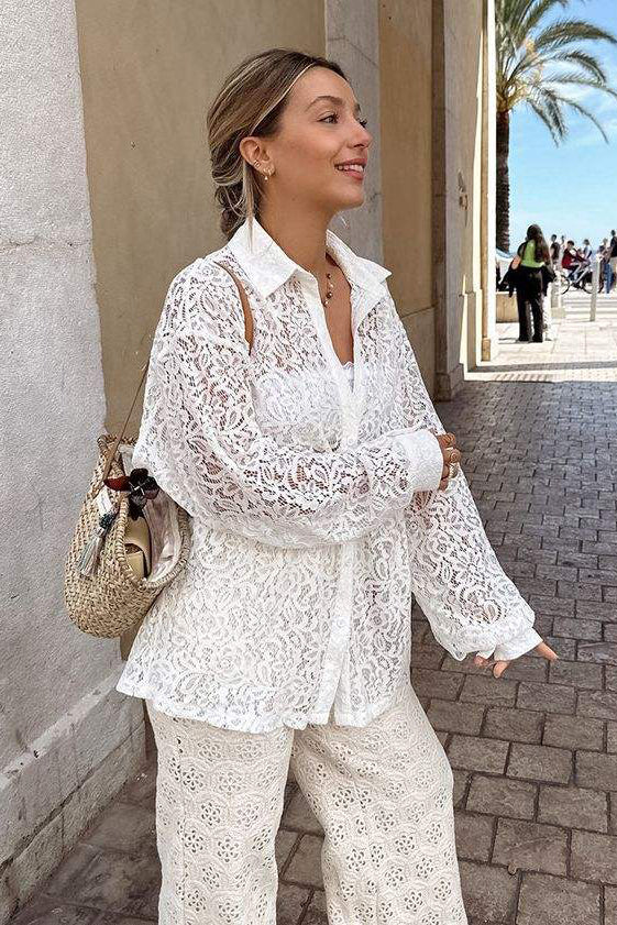 Ivory Lace Beach Shirt