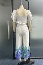 Printed Off Shoulder Co-ords