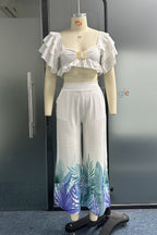 Printed Off Shoulder Co-ords
