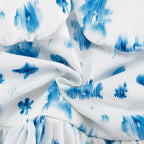 Santorini Blue Floral Peplum Top