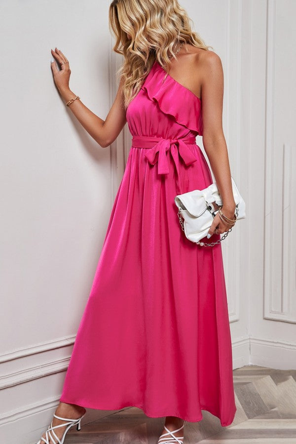 Pink One Shoulder Dress