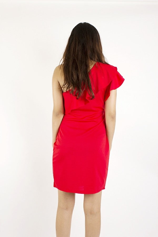Ruffle One Shoulder Dress