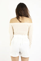 Beige Off Shoulder Top