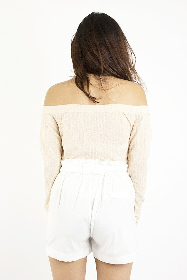 Beige Off Shoulder Top