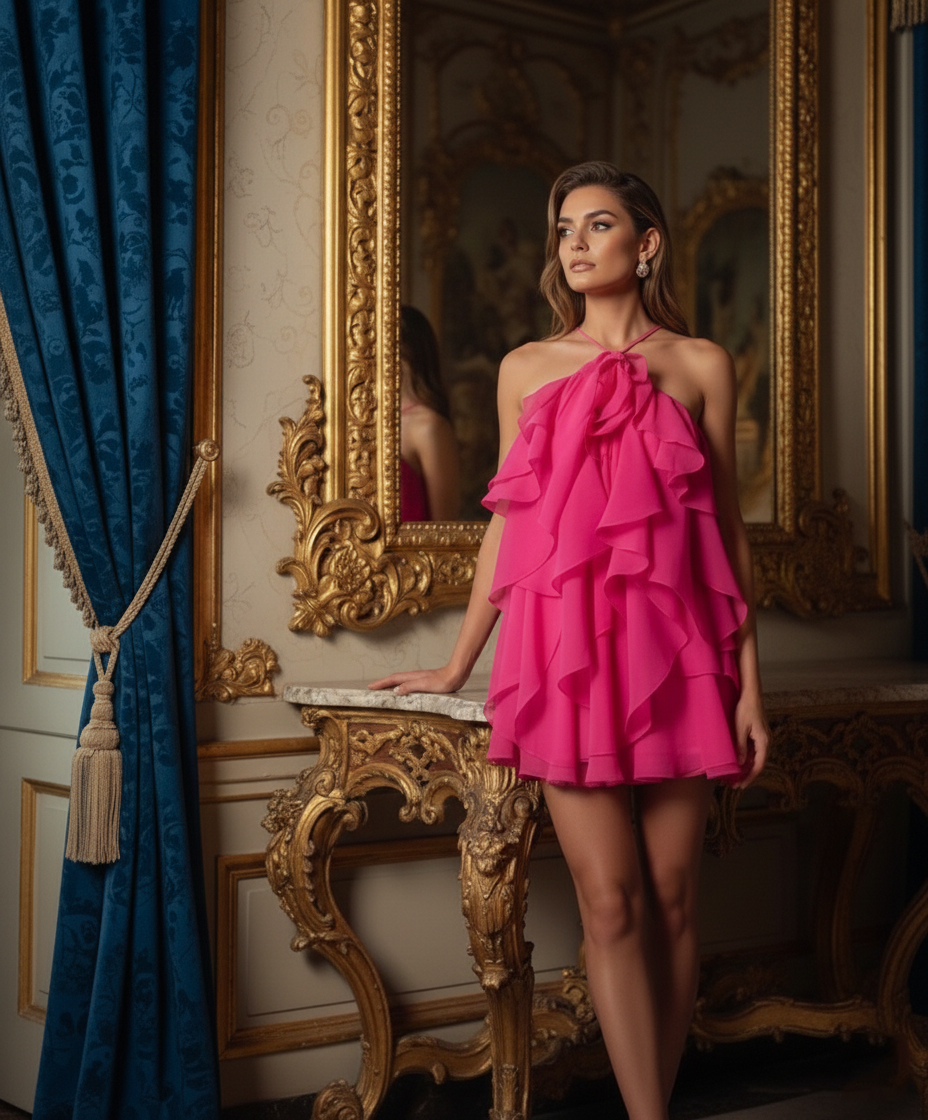 Fuchsia Reverie Ruffle Dress