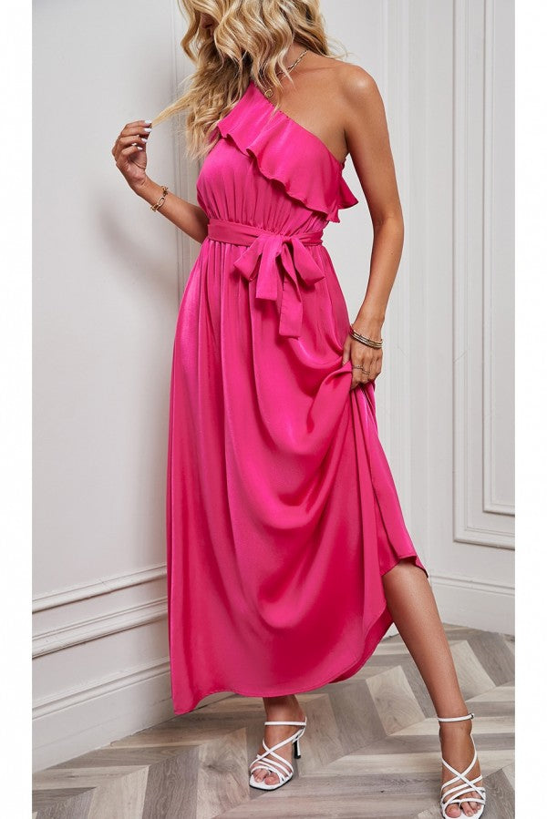 Pink One Shoulder Dress