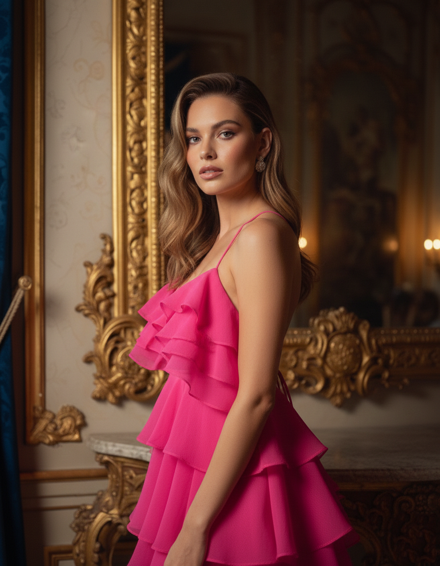 Fuchsia Reverie Ruffle Dress