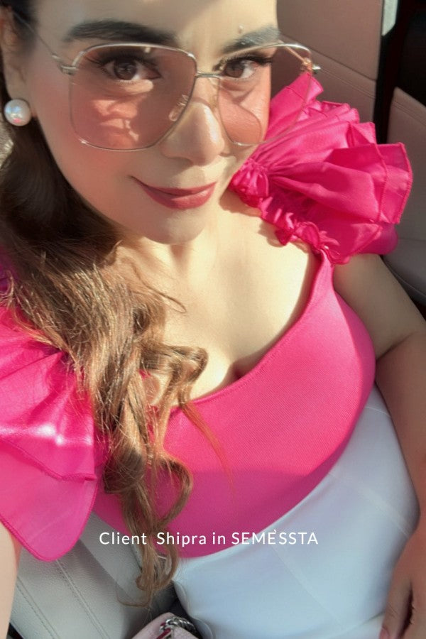 Pink Bow Ruffle Top