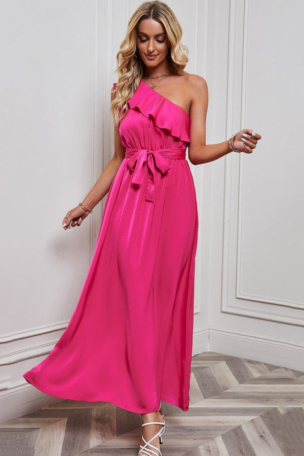 Pink One Shoulder Dress