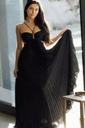 Mystique Noir Pleated Dress