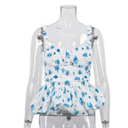 Santorini Blue Floral Peplum Top