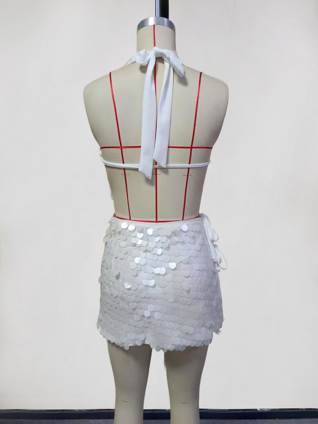 Ivory Sequin Halter Set