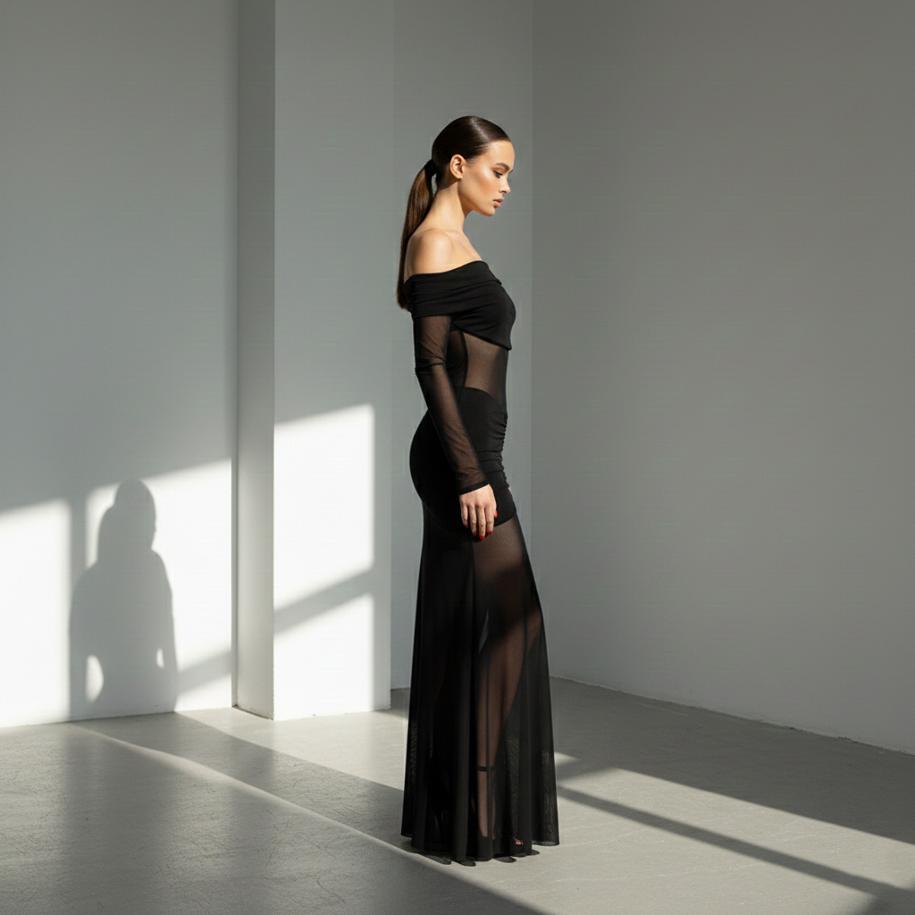 Élan Noire Sheer Dress