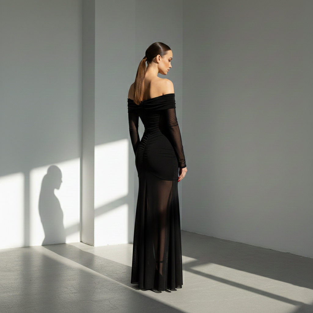 Élan Noire Sheer Dress