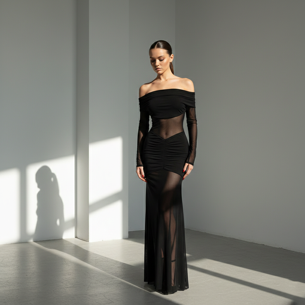 Élan Noire Sheer Dress