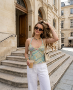 Aqua Beaded Top