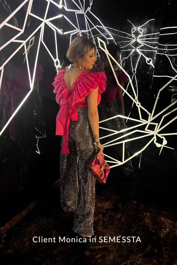 Pink Bow Ruffle Top