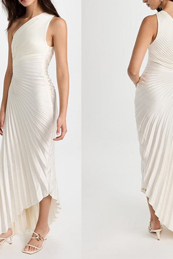 White Pleated Dress