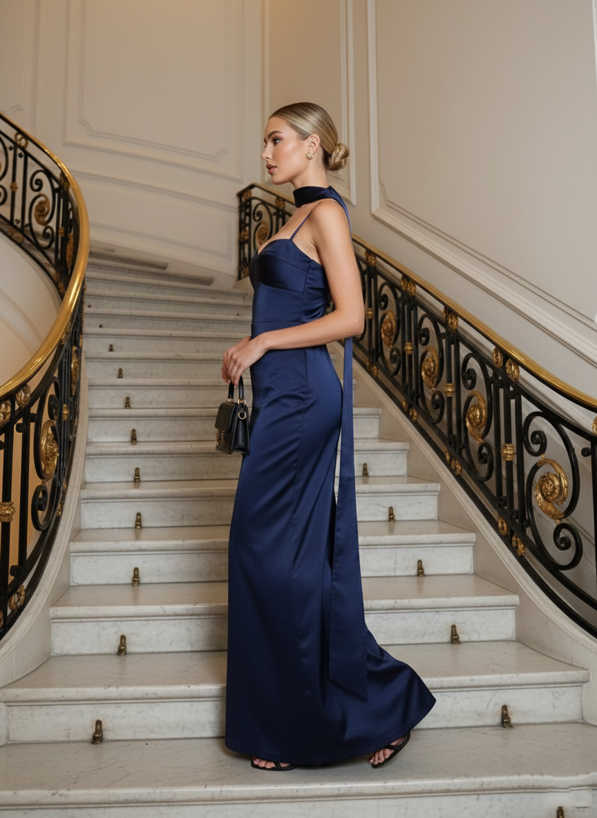 Celestine Satin Evening Dress
