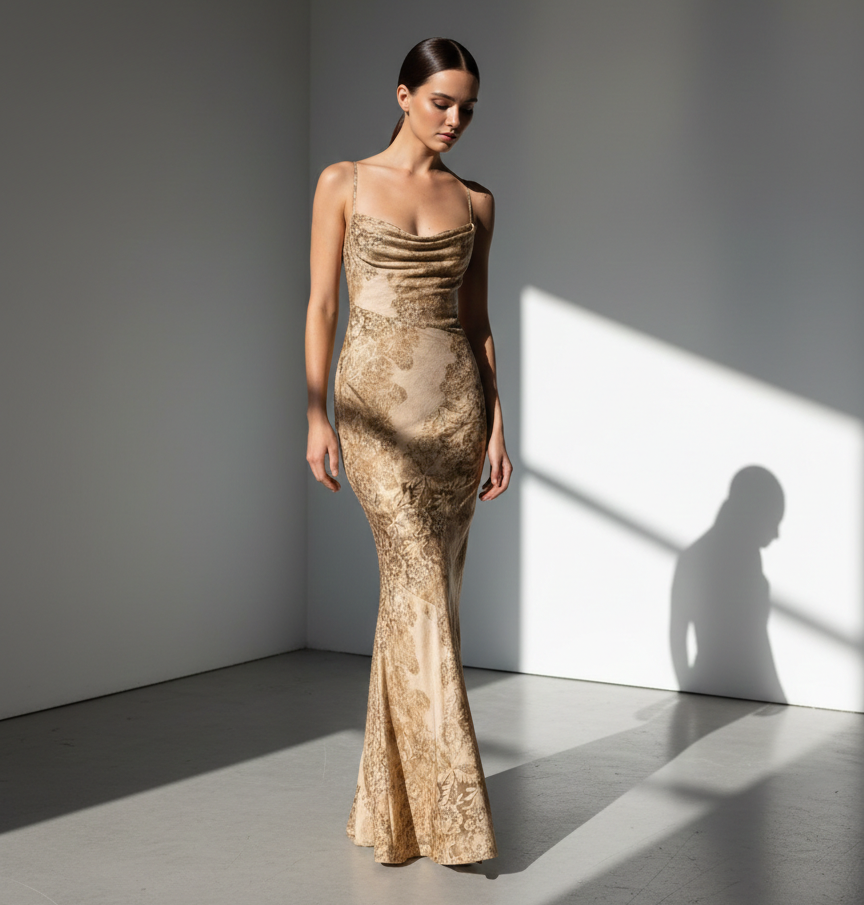 Aurelia Drape Column Gown