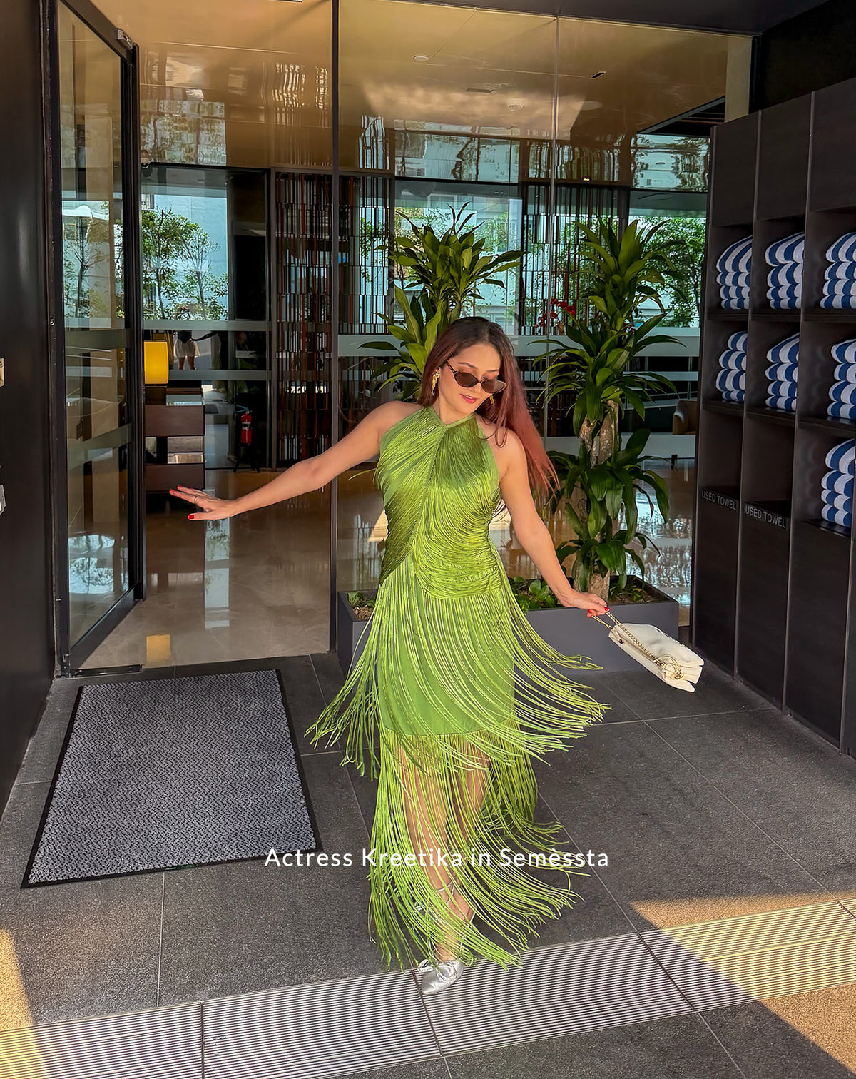 Emerald Cascade Fringe Dress