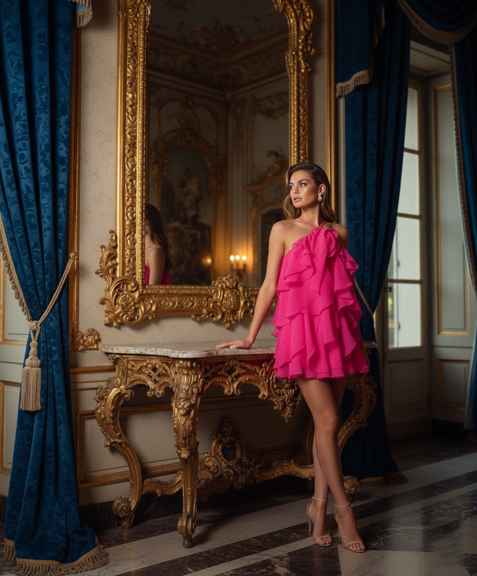Fuchsia Reverie Ruffle Dress