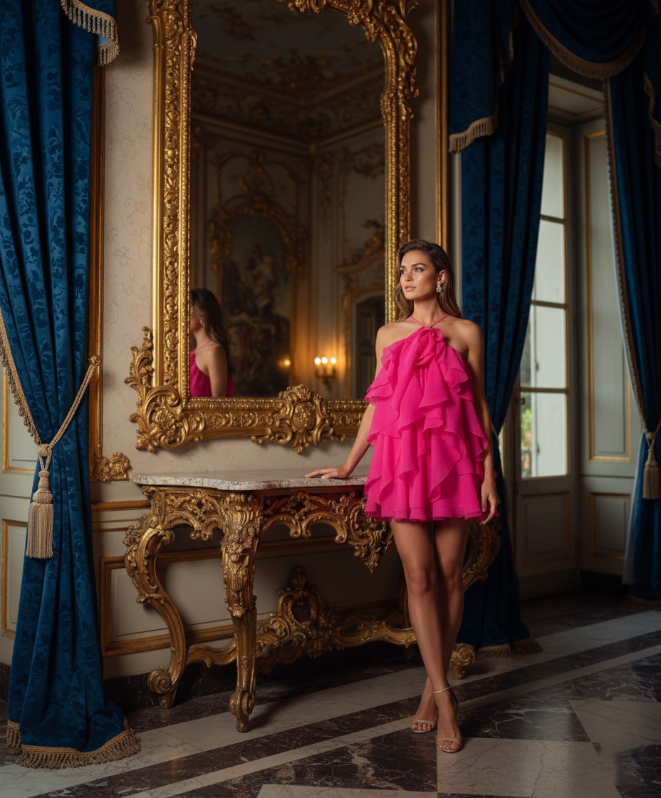 Fuchsia Reverie Ruffle Dress