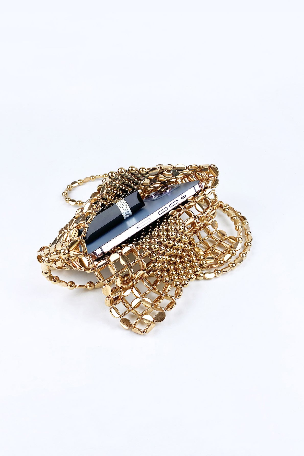Golden Beaded Luxe Bag
