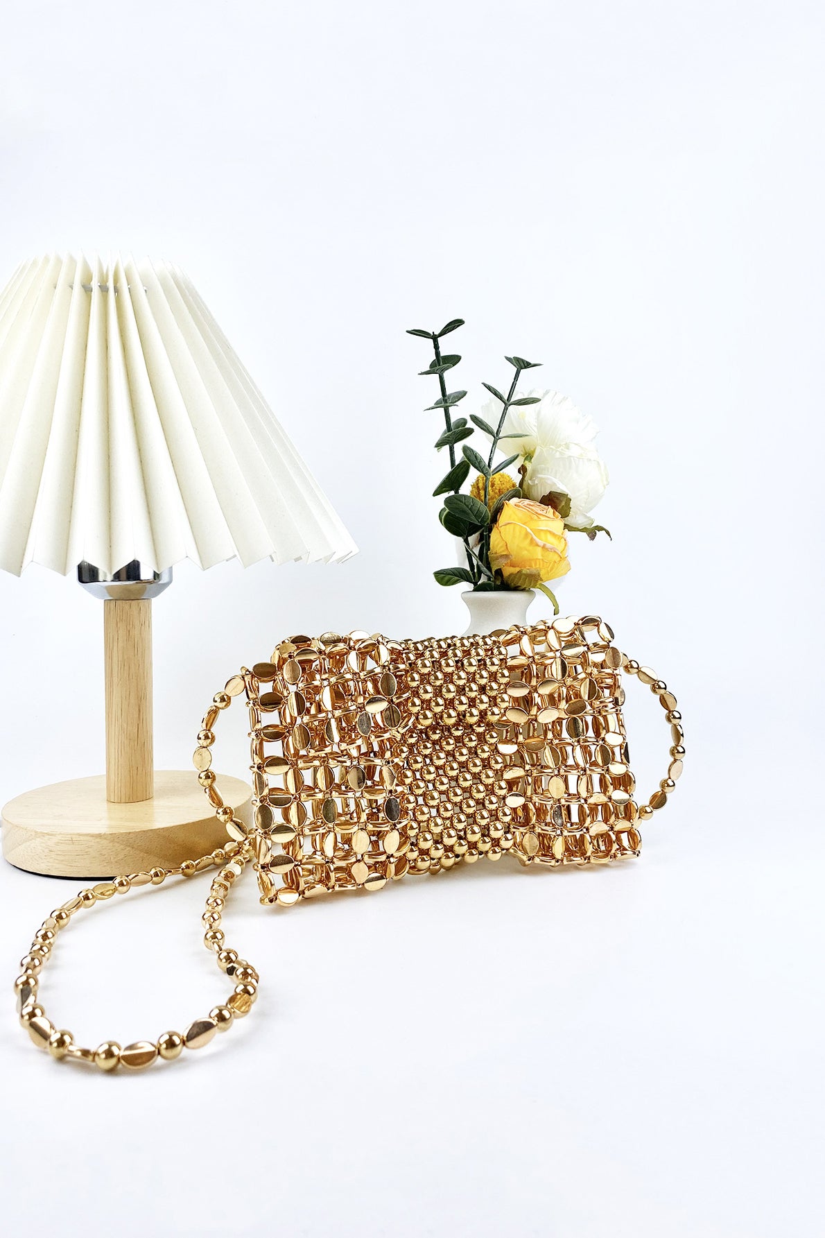 Golden Beaded Luxe Bag