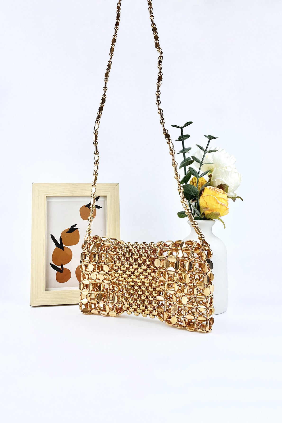 Golden Beaded Luxe Bag