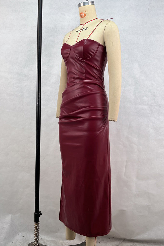 Wine Envy PU Dress