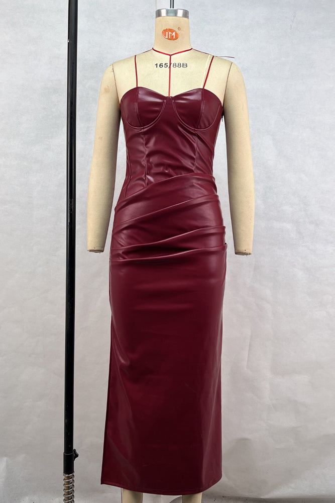 Wine Envy PU Dress