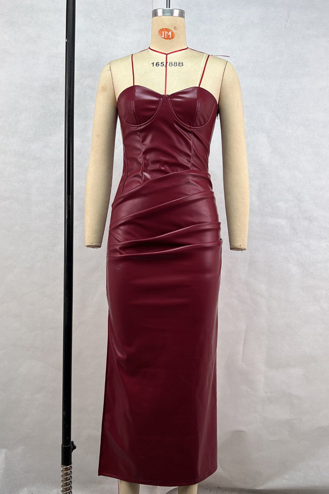 Wine Envy PU Dress