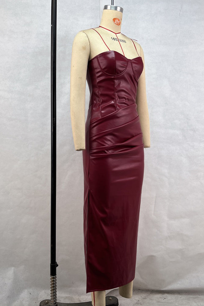 Wine Envy PU Dress