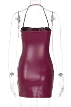 Faux Leather Mini Dress - Merlot