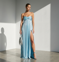 Skyfall Metallic Pleated Gown