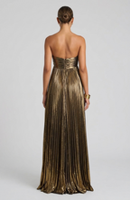 Gold Metallic Pleated Dress