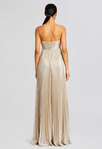 Champagne Metallic Pleated Gown