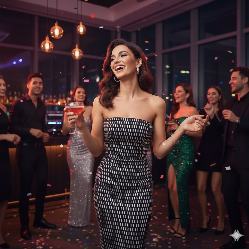 Noir Lumière Luxe Dress