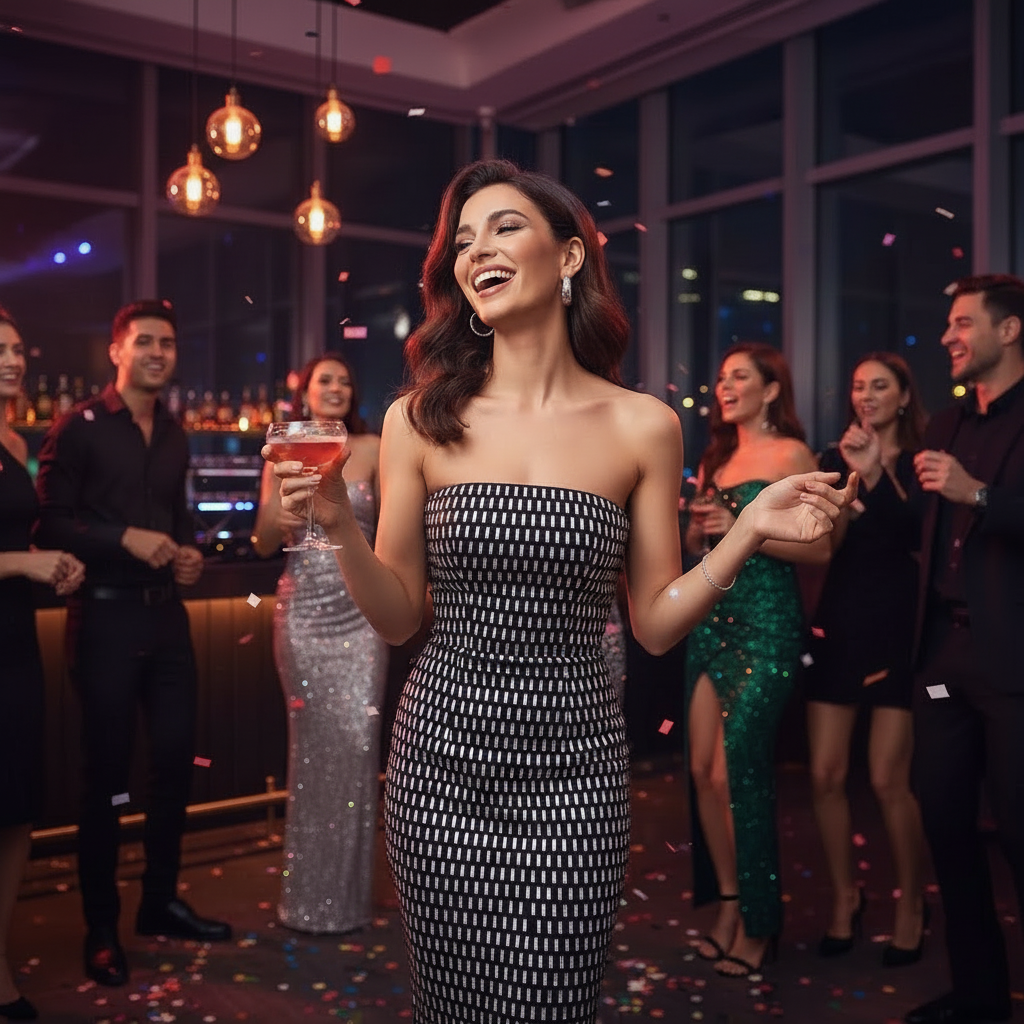 Noir Lumière Luxe Dress