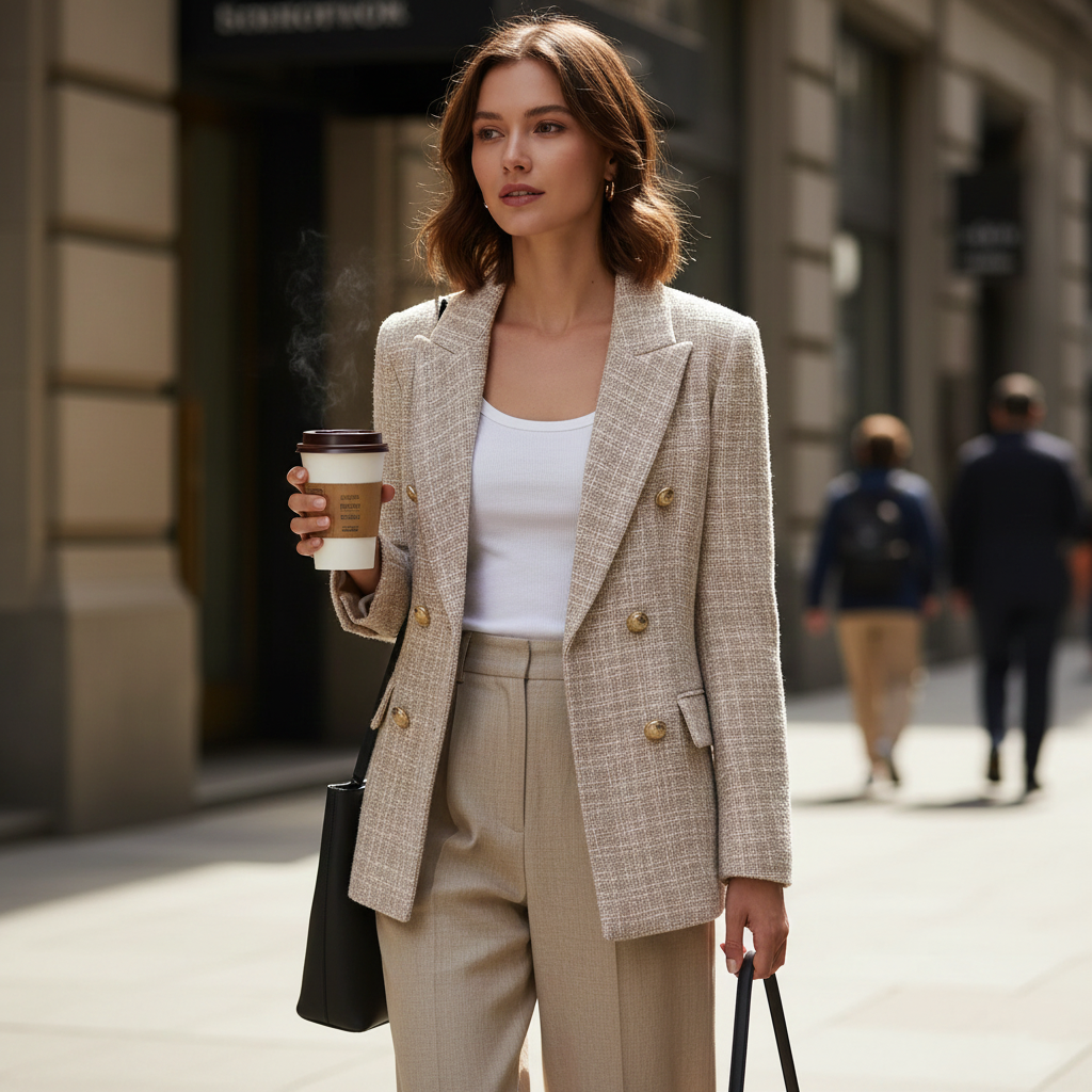 Ivory Tweed Power Blazer