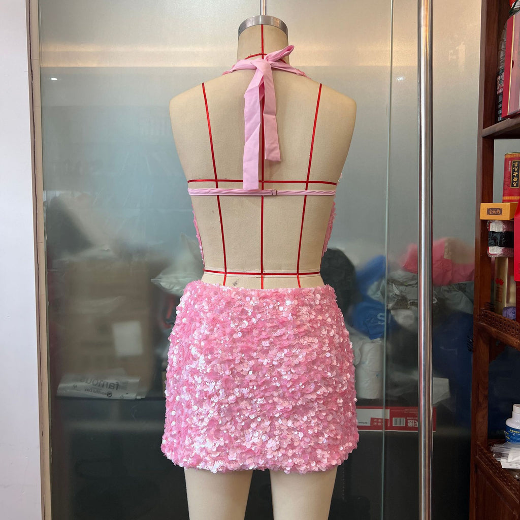 Pink Champagne Sequin Set
