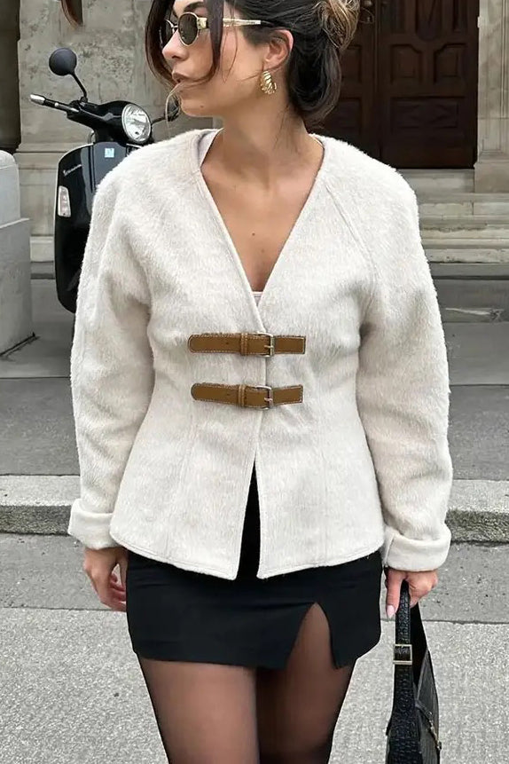 Ivory Fur Cardigan Top