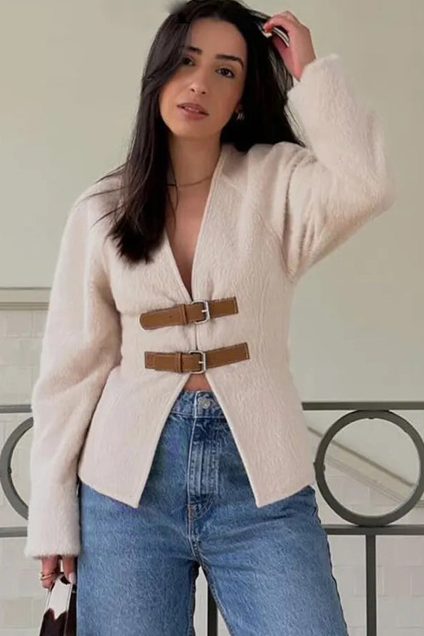 Ivory Fur Cardigan Top