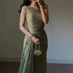 Olive Siren Drape Gown
